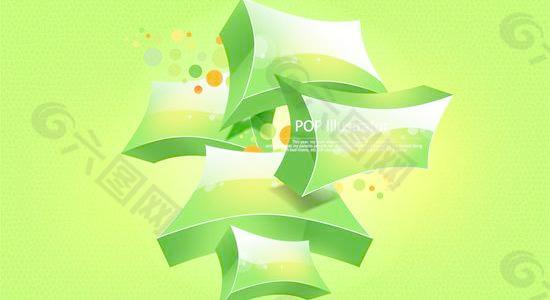 绿色叠加立体图案PSD素材