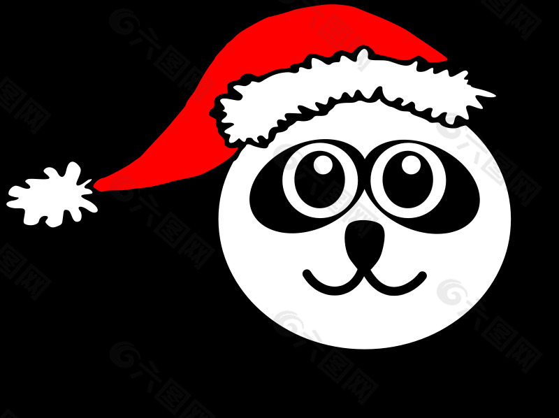 有趣的熊猫脸黑色和白色的圣克劳斯的帽子