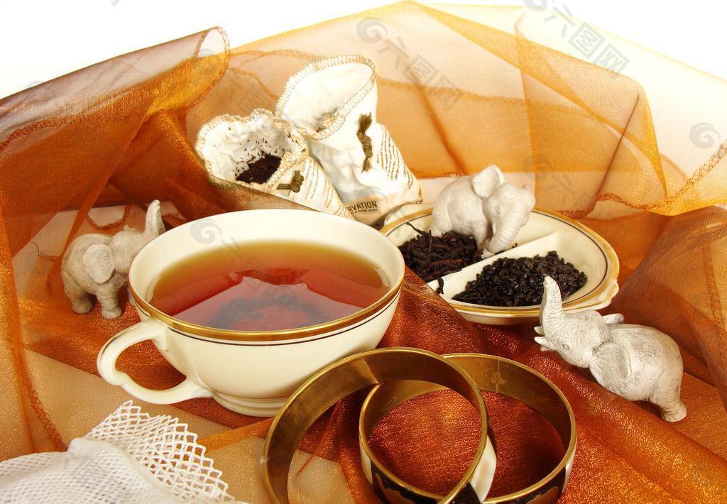 茶水茶叶 丝绸图片