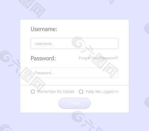 紫罗兰网页登陆框PSD分层素
