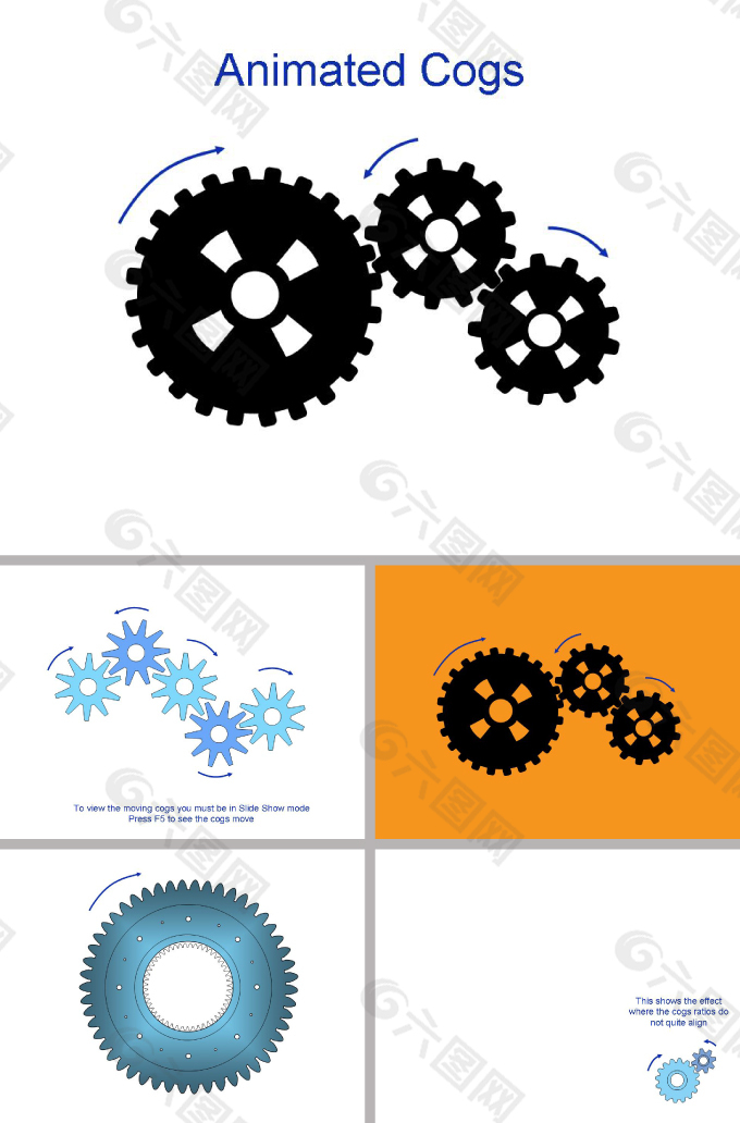 转动的齿轮ppt特效模板