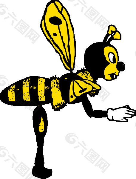 弯曲的蜜蜂从侧面的夹子艺术