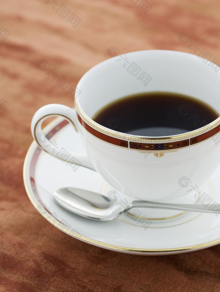 咖啡 咖啡杯和勺子图片
