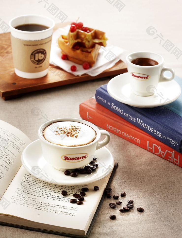 书籍 咖啡及甜点素材图片