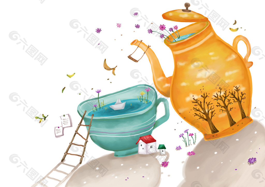 创意茶壶和茶杯