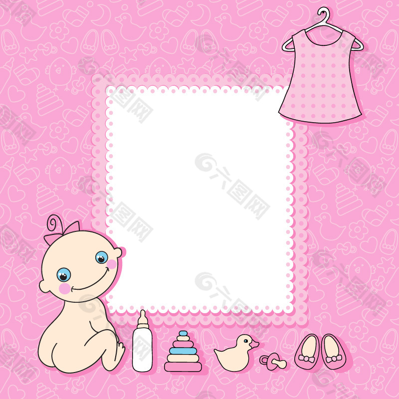 粉色婴儿卡片矢量素材