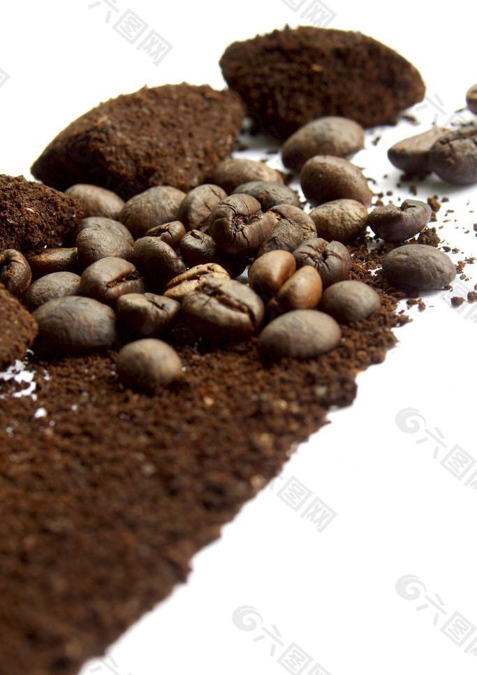 咖啡豆与咖啡粉图片