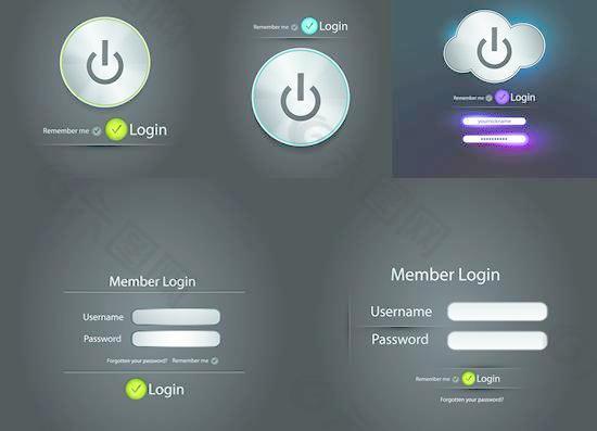 網頁開關按鈕登陸框矢量素材