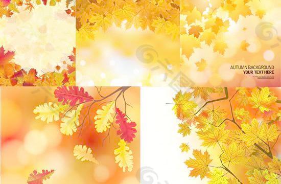 秋天树叶朦胧背景矢量素材