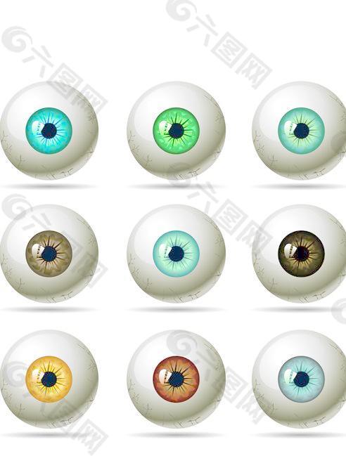 彩瞳眼球设计矢量图  AI