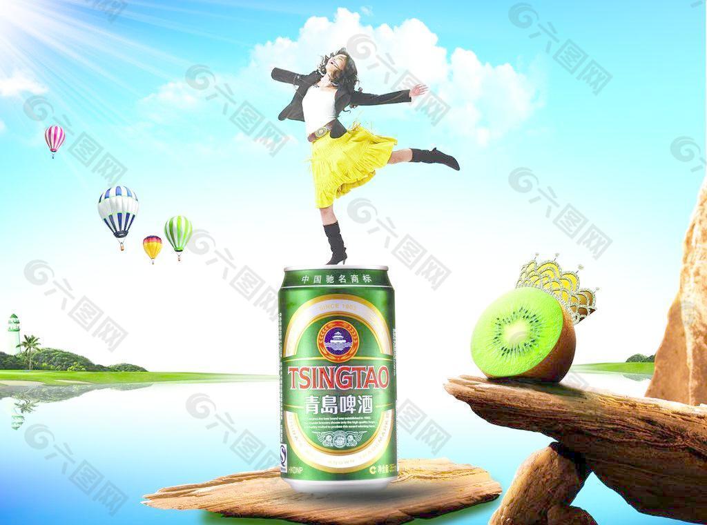 青岛啤酒广告模特图片