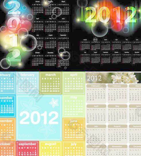 2012新年日历矢量素材