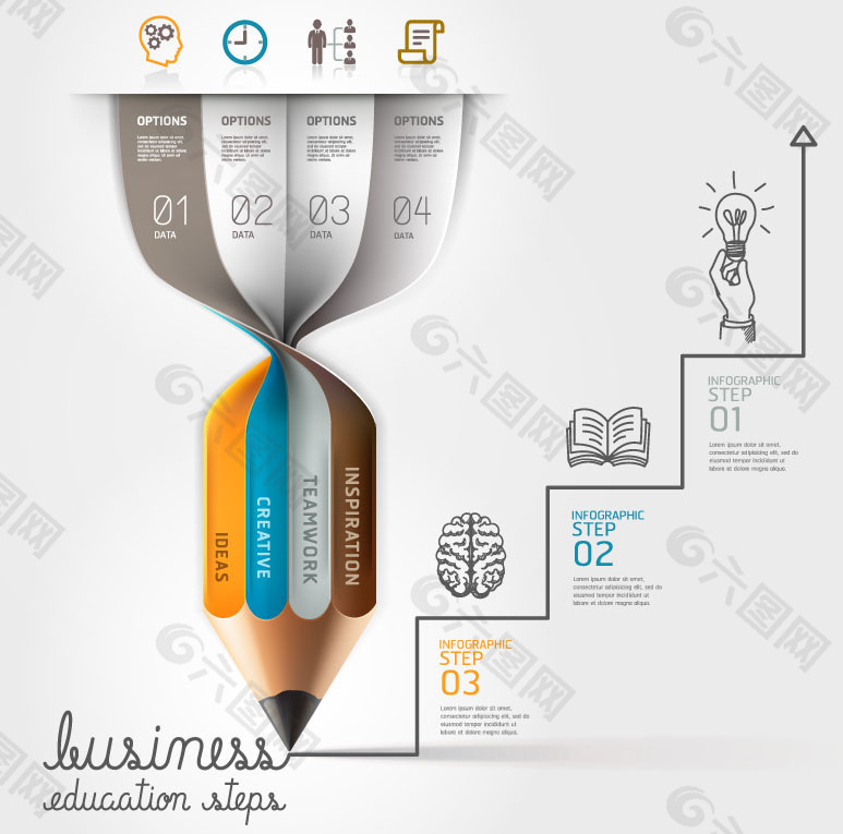 创意铅笔信息图矢量素材