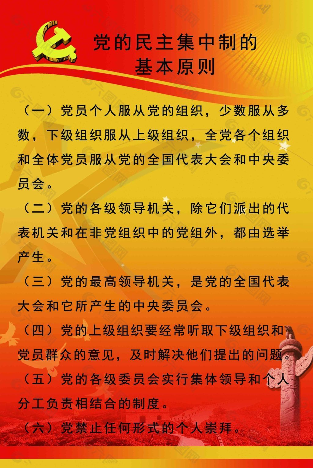 党的民主集中制基本原则展板