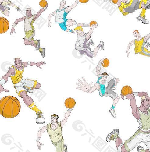 篮球运动大灌篮人物矢量素材