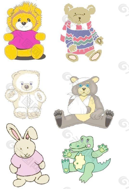 玩具熊 玩具 布娃娃 小兔子 恐龙 白熊 狗熊图片