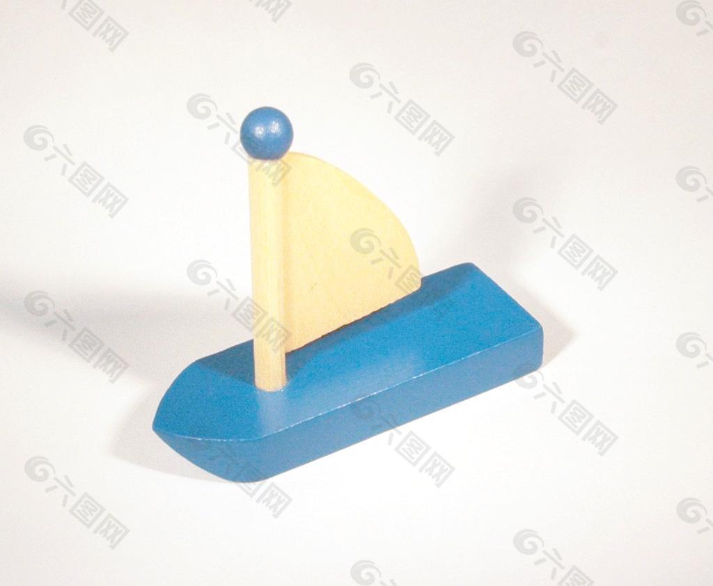 木頭帆船兒童玩具图片