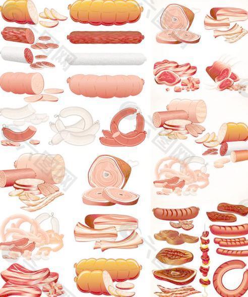 肉制品火腿肠矢量图