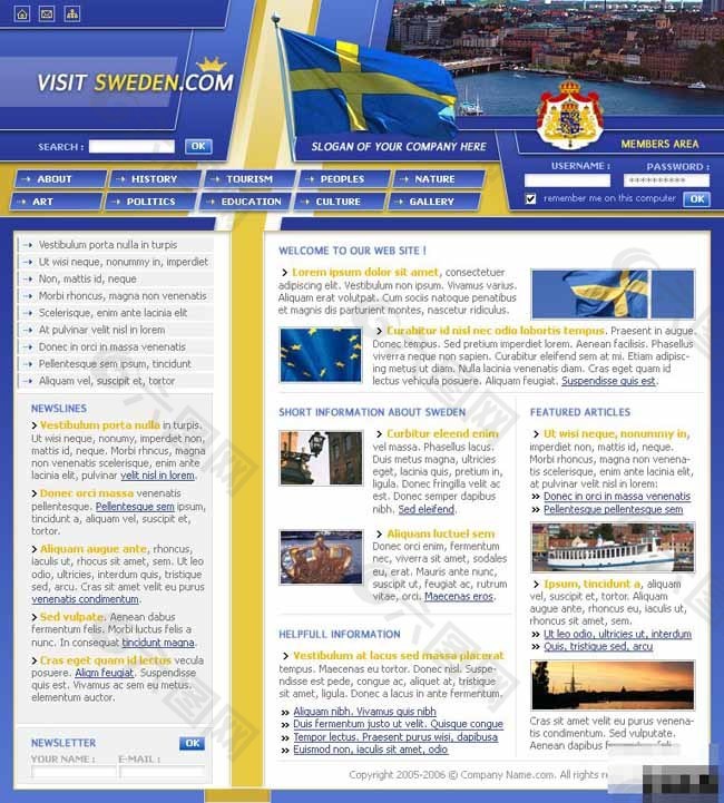 北欧旅游信息介绍网页模板