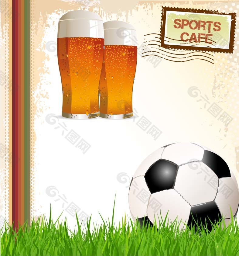 创意啤酒与足球海报