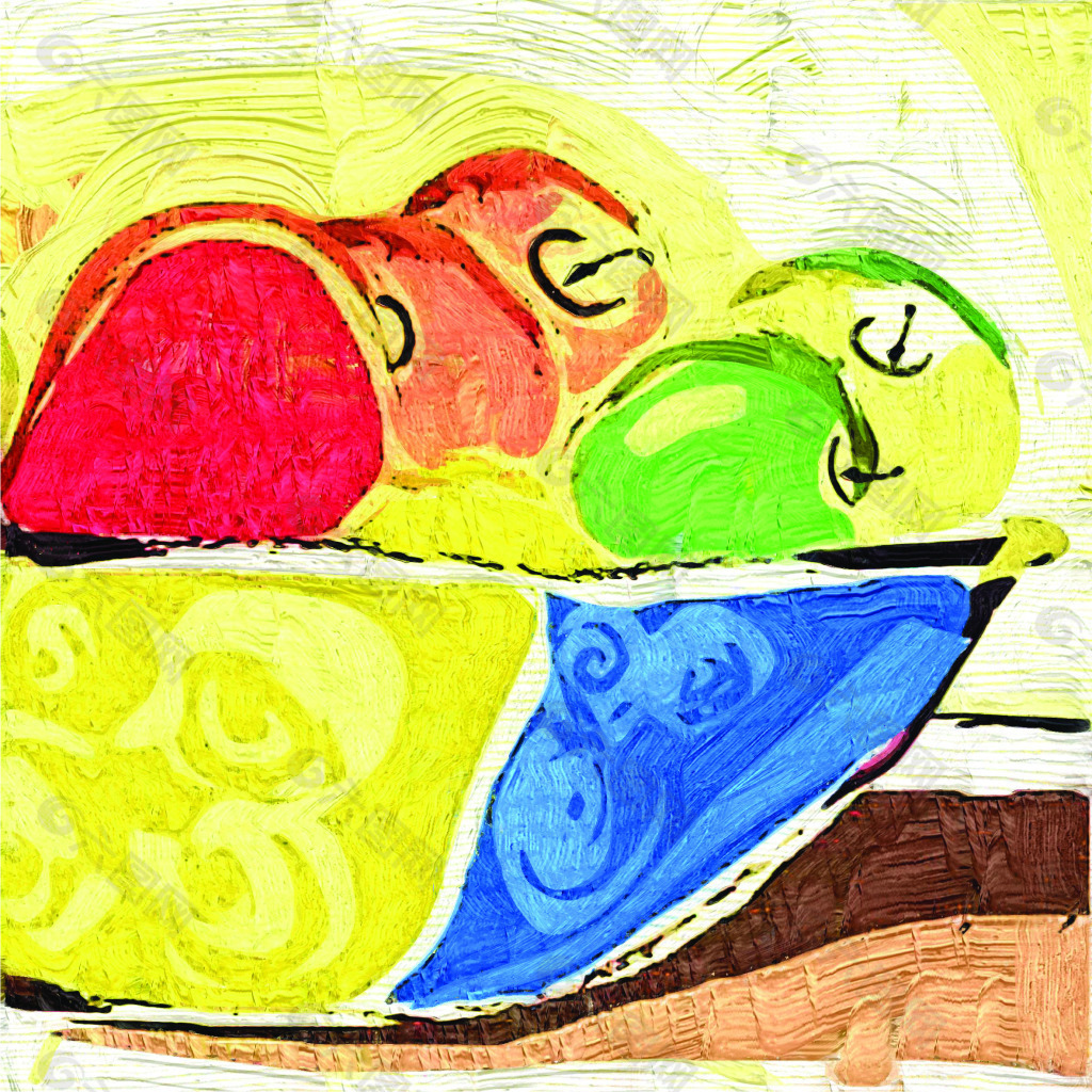 水果油画 抽象油画水果