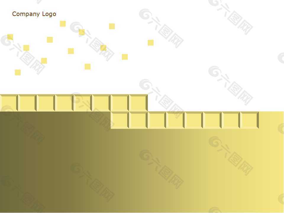 金黄色方块商务PPT模板