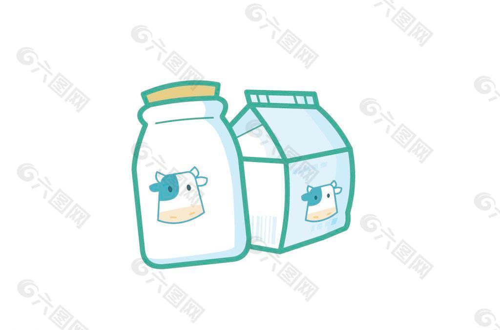 牛奶瓶和牛奶盒子图片