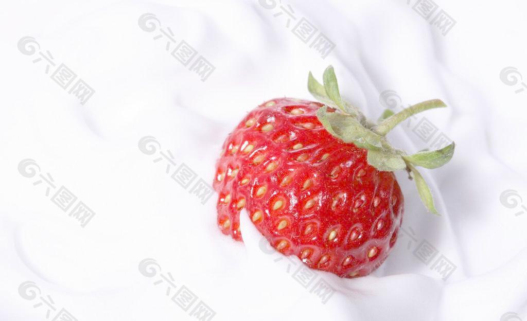 红草莓 草莓 牛奶图片