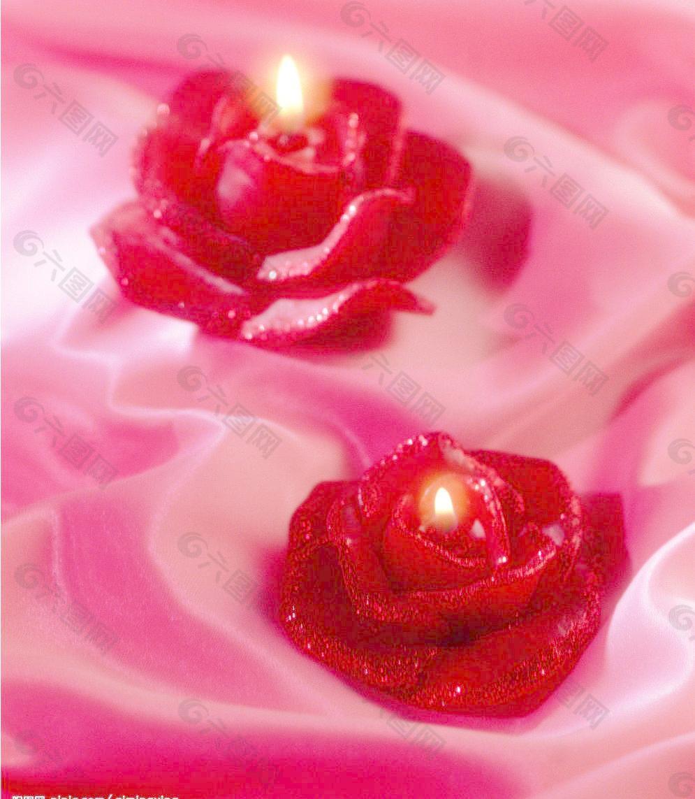 玫瑰烛光背景素材图片