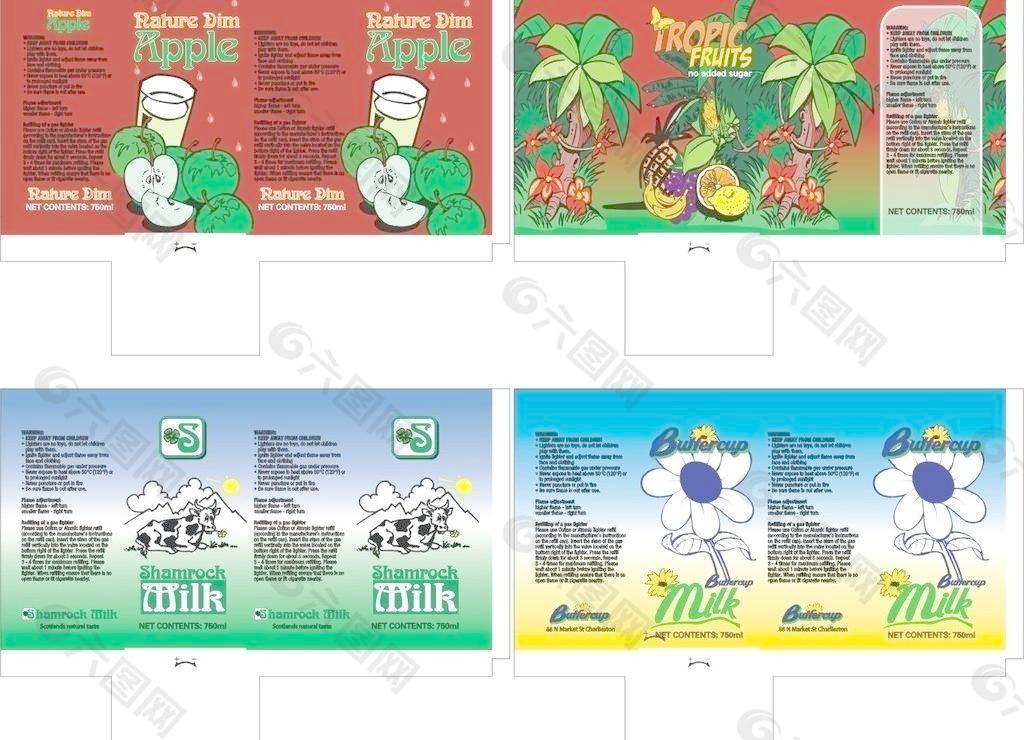 4款牛奶瓶包装设计图片