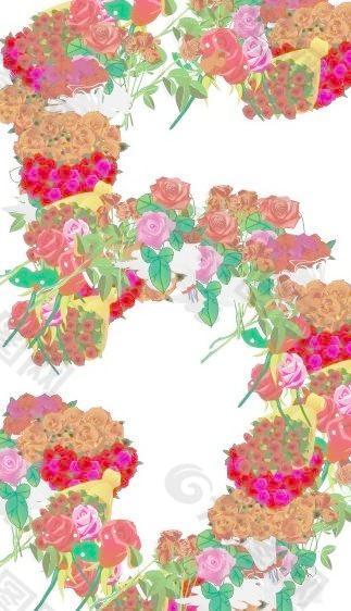玫瑰花组成的数字5图片