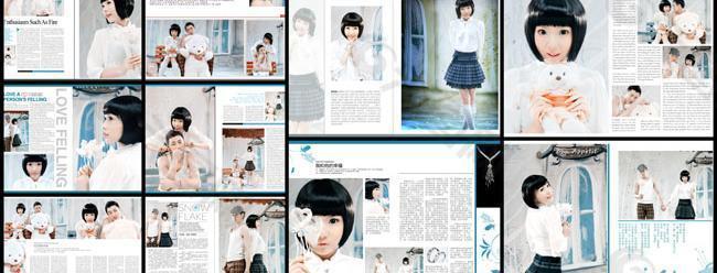 清纯女孩时尚杂志版式设计PSD模板