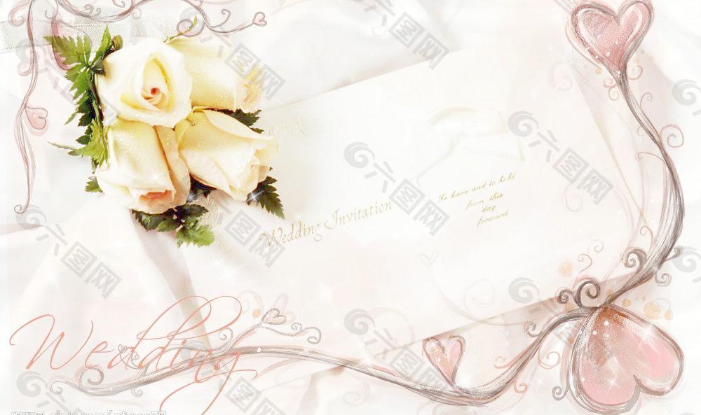 情人节白色玫瑰爱心设计图片