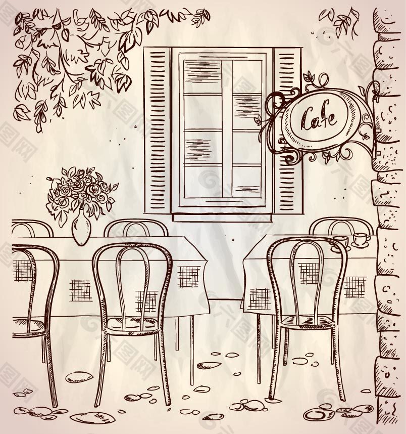 手绘咖啡厅