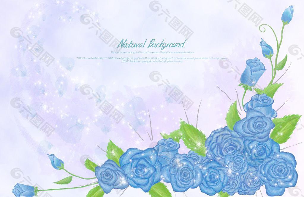 蓝色梦幻背景 花朵图片