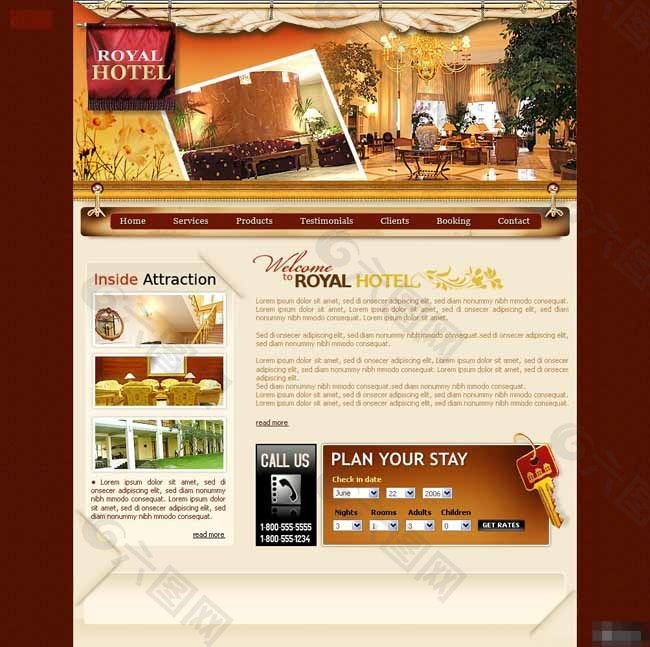 五星级皇家酒店网站模板