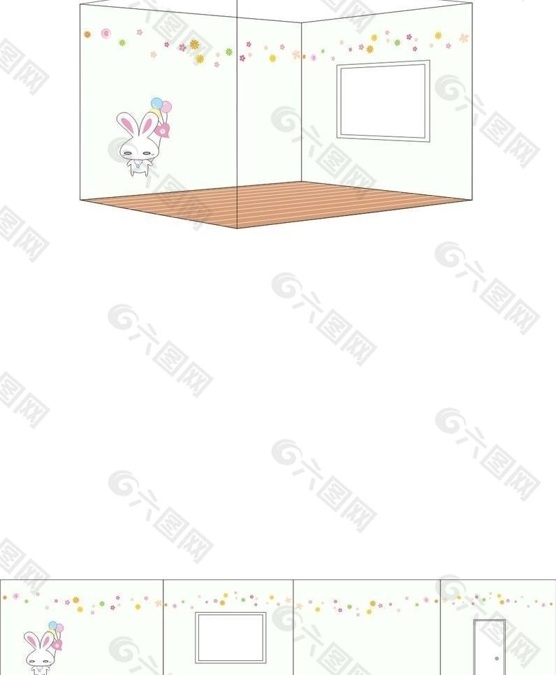 小白兔儿童墙纸图片
