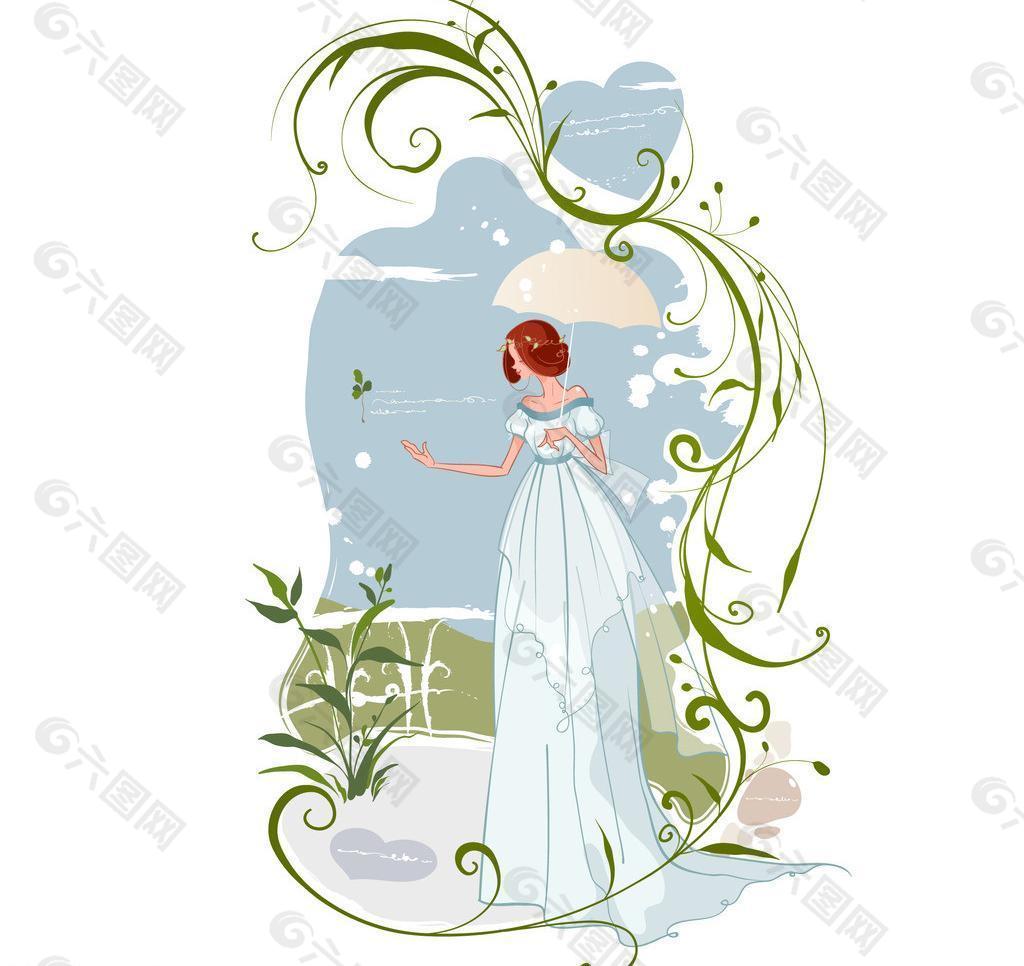撑伞的美丽新娘图片