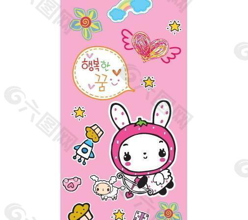 韩国卡通小兔花纸图片