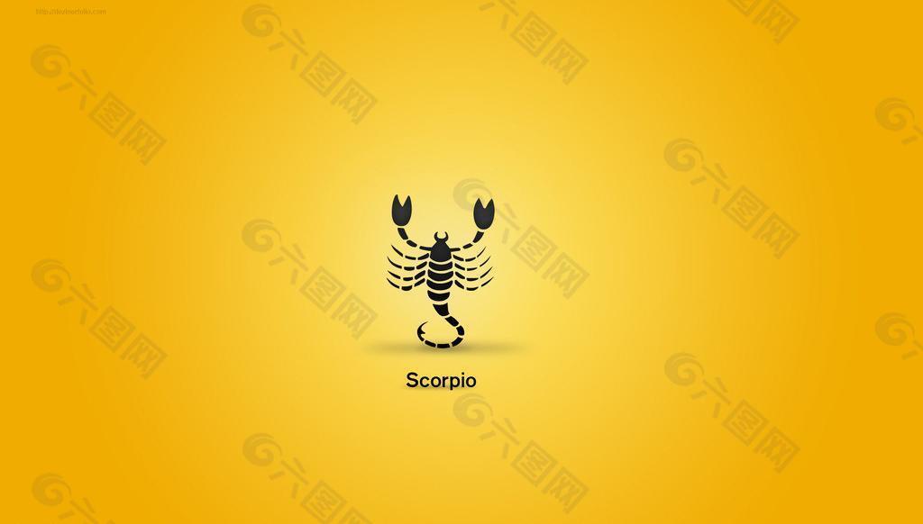 12星座黄色背景壁纸素材 scorpio图片