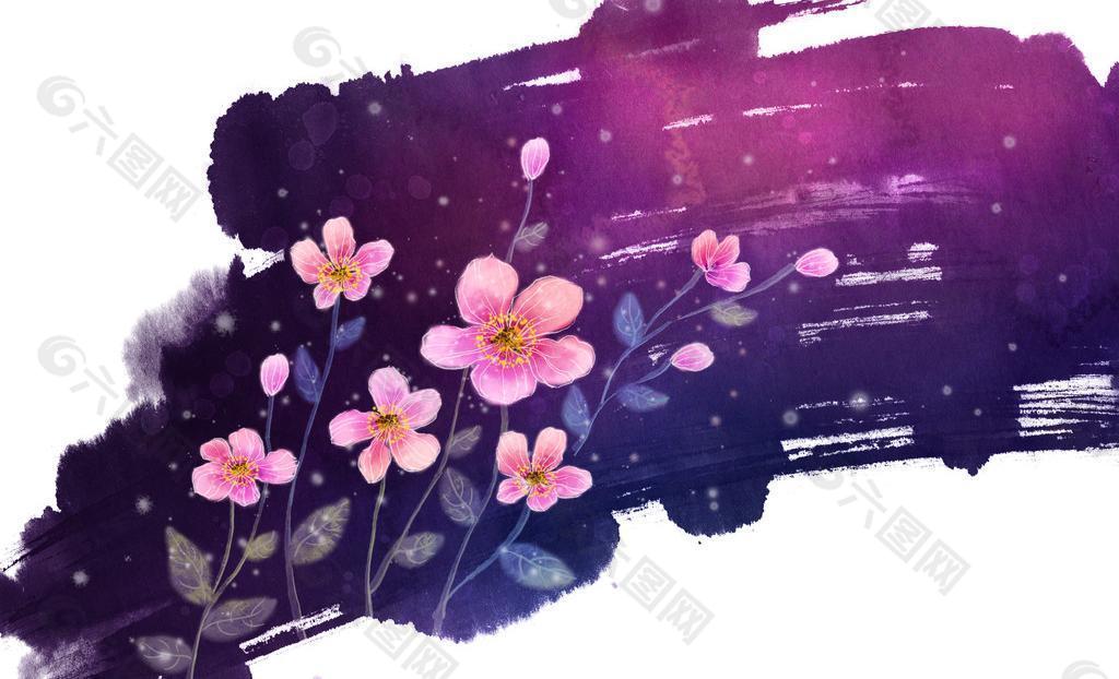 写意手绘花卉底纹图片