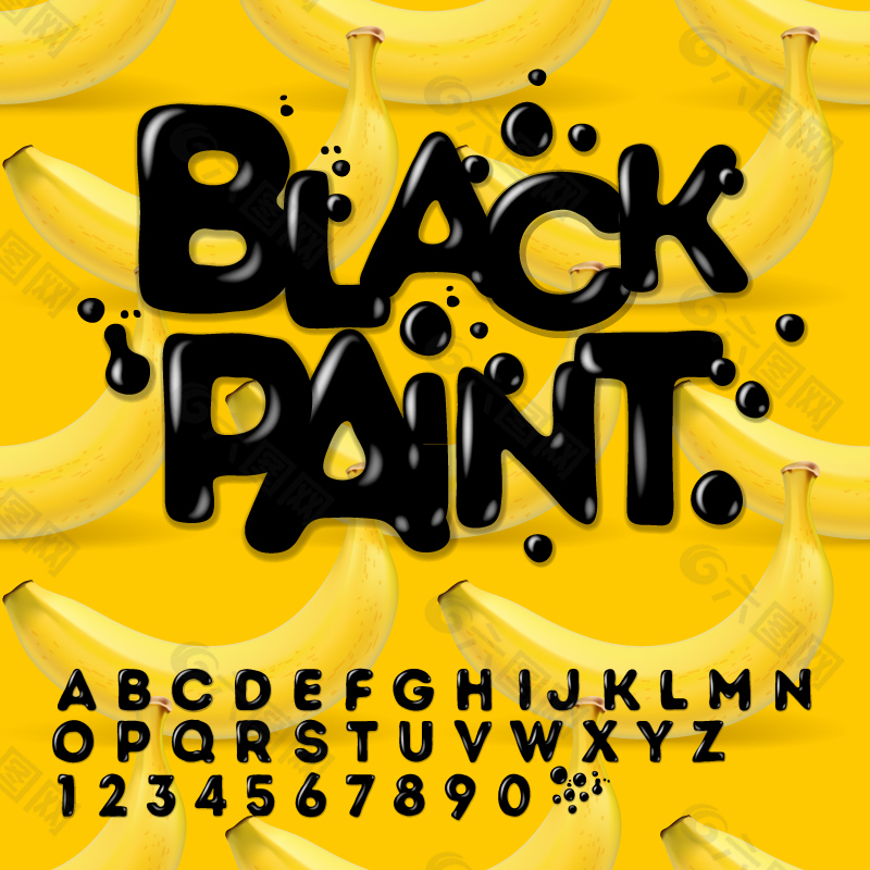 黑色烤漆字体设计矢量素材