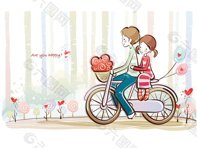 恋人骑脚踏车