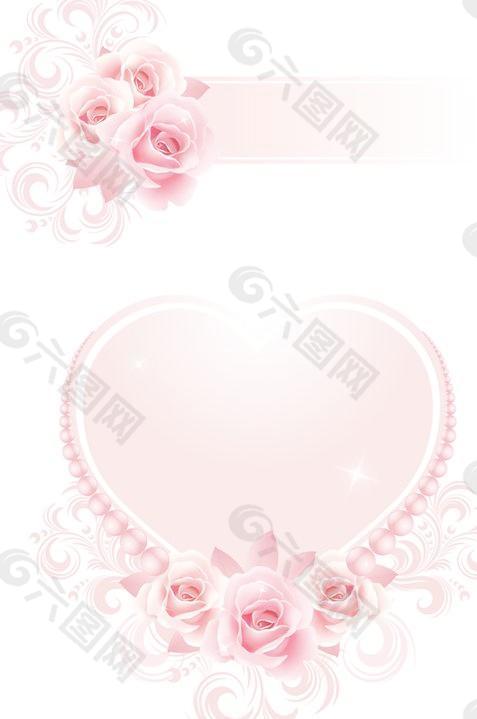 粉红花束心图片