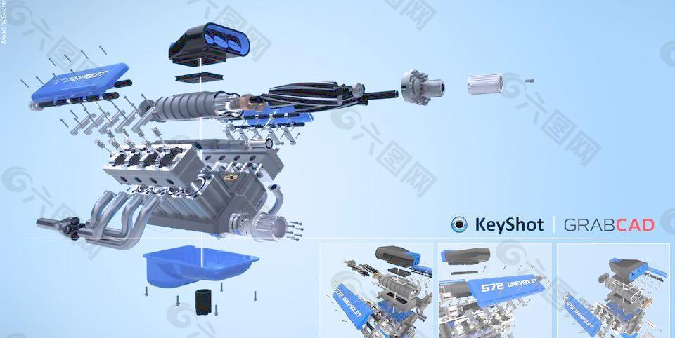 雪佛兰V8引擎- KeyShot渲染的挑战项目