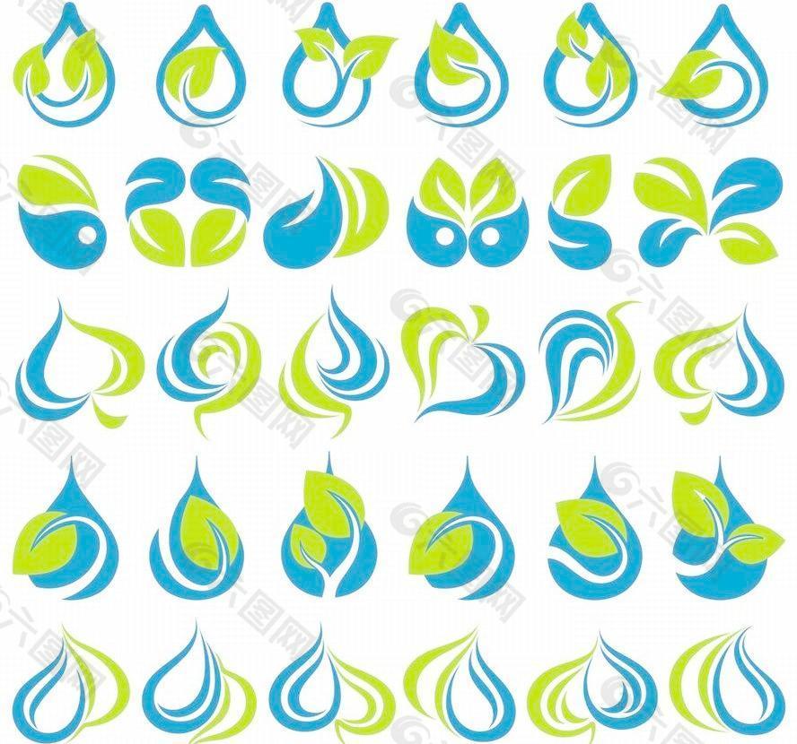 绿叶水珠水滴图标图片