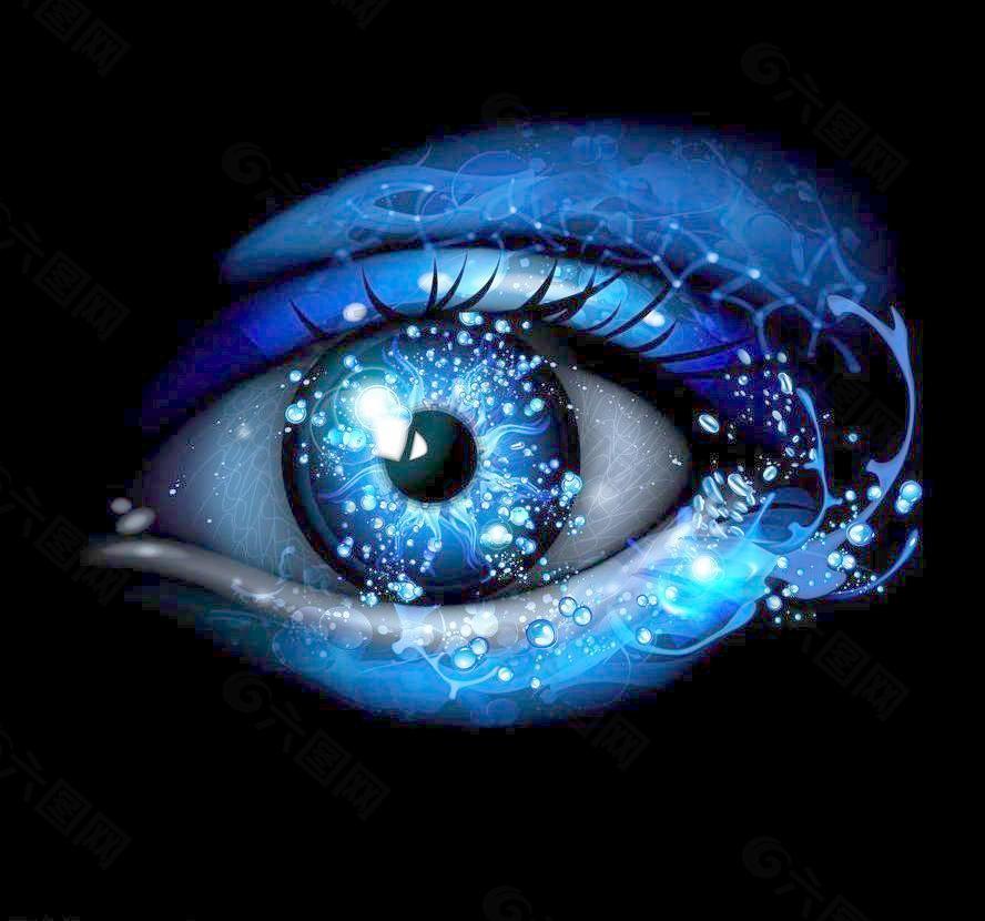 蓝色水珠水滴眼睛图片