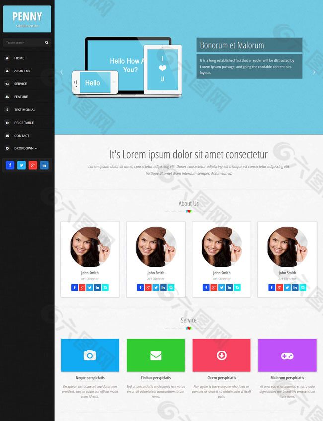 Html5+Css3浅蓝色风格模板