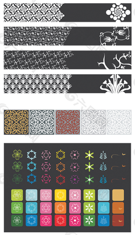 花纹花边banner彩色多用花朵图标