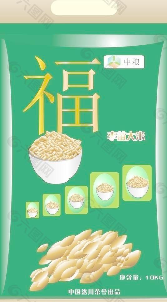 米袋包装 大米 绿色图片